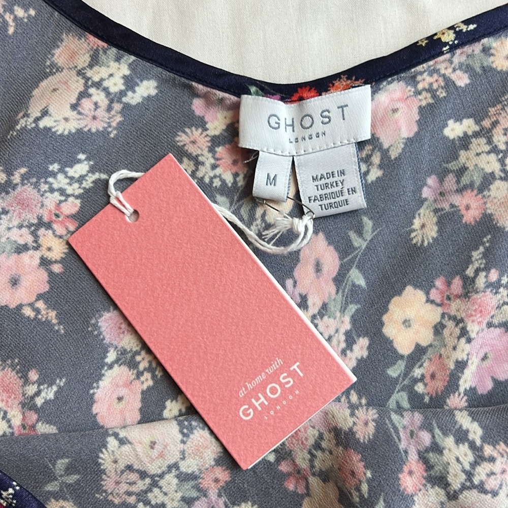 Floral Slip Chemise - Black with Pink Rose Print - Picture 7 of 10